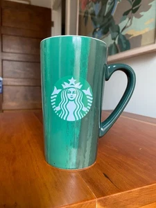 Starbucks Tall Coffee Mug 16 oz Holiday Green, Red, Purple Brush Strokes 2021 - Picture 1 of 6