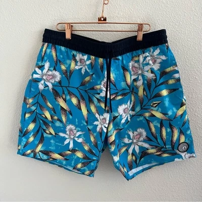 Volcom Blue Tropical Surf Trunks Hybrid Short Large - Image 1 of 4