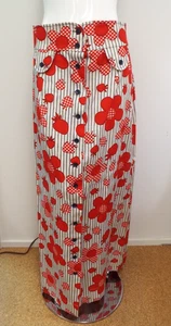 Falda Larga Shelly's Años 70 Niña Alta XL Roja Blanca MOD Flower Power Algodón De Colección - Imagen 1 de 22