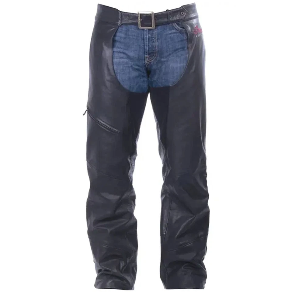 Polaris Mens Traditional Leather Chaps Adjustable Comfortable Durable Black Foto 1 de 4