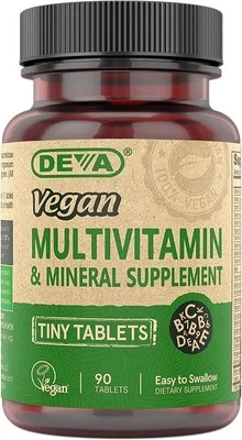 Suplemento multivitamínico y mineral vegano Deva tabletas pequeñas fácil de tragar 90 unidades Foto 1 de 3