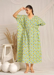 Caftán de algodón, caftán hippie, caftán largo Resort Wear, vestido de playa - Imagen 1 de 7