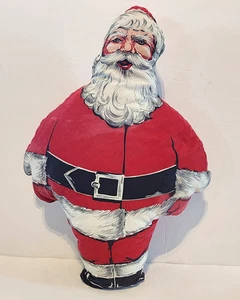 Vintage Stofftier Weihnachtsmann Panel Druck handgefertigt Weihnachten Spielzeug Dekor St Nick - Bild 1 von 6