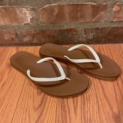 Сандалии Reef Cushion Stargazer новые без ценников размер 10 коричневые белые блестящие шлепанцы - Изображение 1 из 4