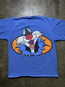 Vintage 90s Looney Tunes Sylvester Break Through Large/XL Blue T Shirt Rare 90s - Picture 1 of 8