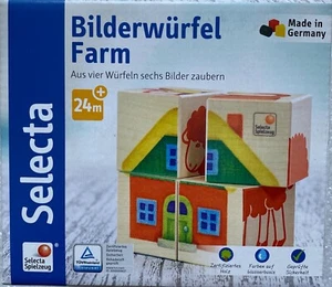 Selecta Games Puzzle Picture Cube Farm Wooden Toy Toddler Game 62052 New - Picture 1 of 12