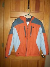 Boy's Athletech Orange & Grey Quilted Heavy Ski Zip Up Jacket Size XL 14/16 EUC