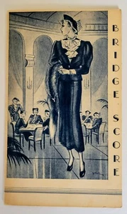 Vintage Bridge Tally Score Pad - Elegante Frau - Faux Shop San Francisco, CA - Bild 1 von 4