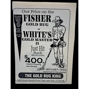 Fisher Gold Bug King Vintage Print Ad 90s Salt Lake City Utah Metal Detectors - Bild 1 von 6