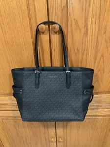 MICHAEL KORS GILLY LARGE DRAWSTRING TRAVEL LAPTOP TOTE SHOULDER BAG. BLACK. NWT. - Picture 1 of 9
