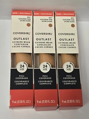 NEW 3 Pack COVERGIRL Outlast Extreme Wear Concealer Golden Tan 857 Full Coverage - Image 1 of 2