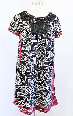 Vestido Floreat Anthropologie Abelia Flecos Cuentas Geométrico Bordado Talla S Foto 1 de 4