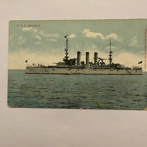 U S S Georgia Ship 1907 Postcard Litho Posted - Picture 1 of 2