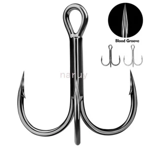 50 Stück Angeln Drillinge Haken Brabed Scharf Dreifachhaken Süßwasser Salzwasser - Bild 1 von 17