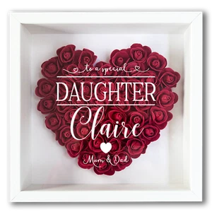 Personalised Framed Flower Floral Heart Daughter Friend Custom Birthday Keepsake - Picture 1 of 16