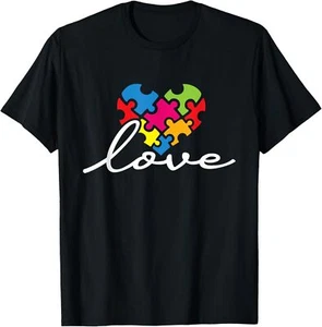 Love - Autistic Puzzle Pieces Autism Awareness Autism Child T-Shirt Hoodie - Picture 1 of 13