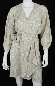 EMANUEL UNGARO Vintage grau & elfenbein Tupfenmuster Krepp Gürtel Wickelkleid 6 - Bild 1 von 8