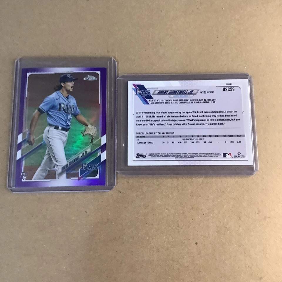 2021 Topps Chrome Update Purple Refractor Brent Honeywell Rookie RC USC59 A-48 - Image 1 of 1