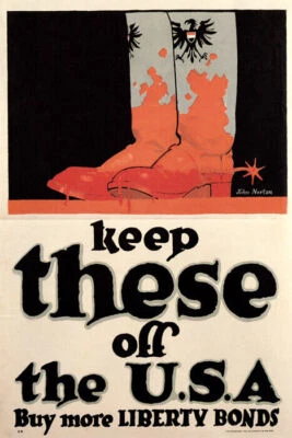 KEEP THESE OFF USA GERMAN BLACK EAGLE WAR LIBERTY BONDS VINTAGE POSTER REPRO  - Image 1 of 3