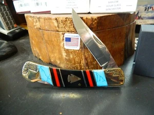 SILVERHORSE STONEWORKS 5" CLO ARROW LOCKING BLADE POCKET KNIFE RED BL TURQUOISE - Picture 1 of 21