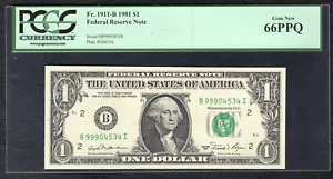 FR. 1911-B 1981 $1 FRN FEDERAL RESERVE NOTE NEW YORK, NY PCGS GEM UNC-66PPQ - Picture 1 of 2