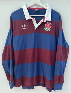 England Rugby Shirt Umbro gestreift Langarm Herren XL - Bild 1 von 9