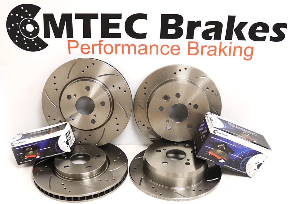 Civic 2.0 Type-R EP3 01-05 Front Rear Drilled Grooved Brake Discs MTEC Pads - Image 1 of 4
