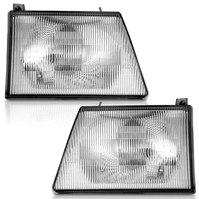 WEELMOTO Pair Headlights For 1992-1996 Ford E150 E250 E350 Econoline Van w/Bulbs - Image 1 of 4