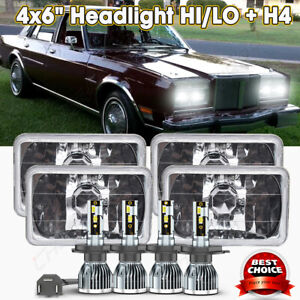 4pcs 4x6" LED  Headlight Hi-Lo Sealed Beam DRL For Chrysler LeBaron 1977-1992