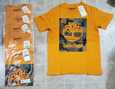 NUEVO CON ETIQUETAS Camisa Timberland Niños Manga Corta CHARK CHEDDAR/CAMUFLAJE - Talla 14/16 Grande Foto 1 de 3