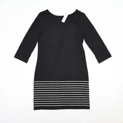 White House Black Market S Black White Striped Formal Sheath Dress 3/4 Sleeve  - Image 1 of 4