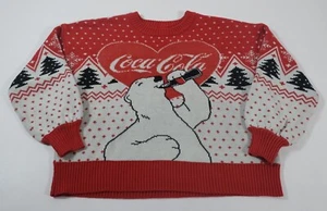 Coca Cola Polar Bear Sweater Size Medium M Holiday Crew Neck Ugly Christmas - Picture 1 of 6