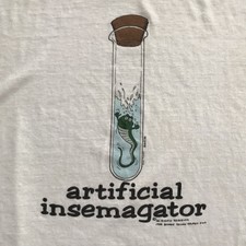 Vtg 80s Artificial Insemagator Test Tube Science t-shirt L Insemanator Humor