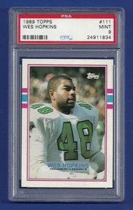1989 TOPPS #111 WES HOPKINS PSA 9 MINT POP 2 ONLY 3 HIGHER PHILADELPHIA EAGLES - Picture 1 of 1
