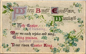 Vintage Easter Postcard ~ Silk Card ~ Best Easter Wishes ~ Winsch Back Religious - Picture 1 of 3