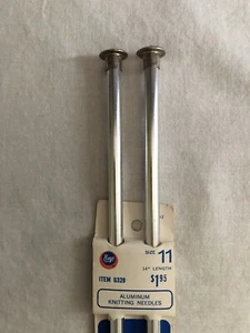 Vintage Paar Boye Größe 11 Aluminium Stricknadeln gerade 14" lang silber - Bild 1 von 4