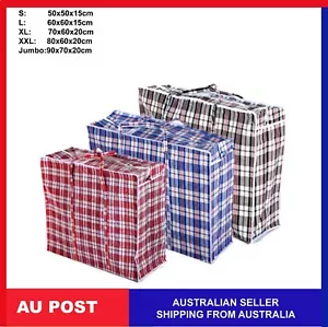 Nylon Stripe Bag Packing Storage Strip Shopping Zip House Moving Travel Check - Picture 1 of 6