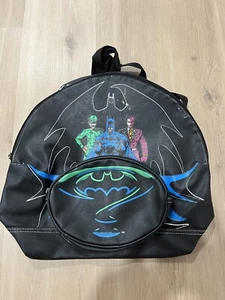 Batman Forever Vintage 90er Rucksack Leder schwarz grün Riddler Twoface 1995 - Bild 1 von 3