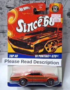 Hot Wheels 1967 67 PONTIAC GTO 40th Anniversary Since 68 Top 40 BAD CARD REDLINE - Picture 1 of 5