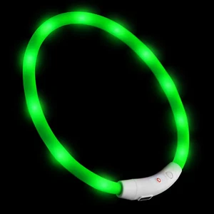 PRECORN LED Silikon Hunde Leuchthalsband aufladbar USB-C indiv. kürzbar, grün - Imagen 1 de 6