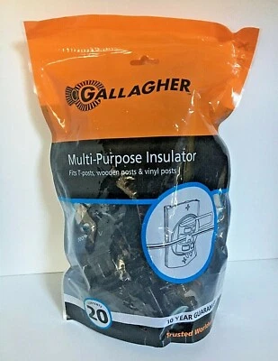 Gallagher Multi-Purpose Insulator HD Wide Jaw Pinlock Black 20 Pk Electric Fence - Image 1 of 4