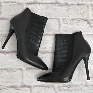Zapatos para mujer Brian Atwood 7,5 tacón de aguja botín al tobillo cuero en relieve negro - Imagen 1 de 13