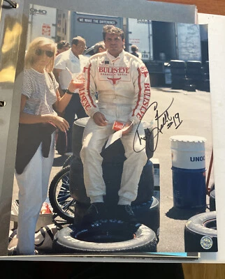 复古亲笔签名 Chad Little #19 照片 正品 签名 8x10 NASCAR 全息  — 第 1/2 张图片