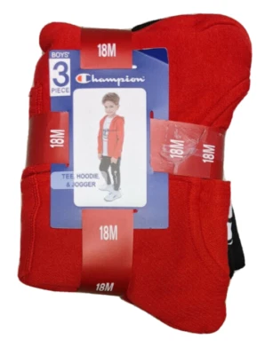 NUEVO Conjunto de 3 piezas de camiseta con capucha jogger rojo/negro para niños CHAMPION 2T Foto 1 de 3