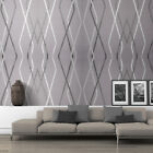 Silver Grey Wall Paper Rolls 3d Damask Sliver Wave Wallpaper Roll Home Decor Uk