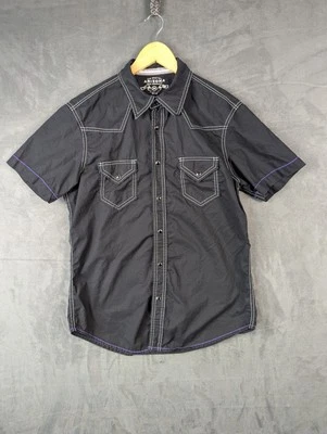 Camisa De Colección Y2K Para Hombres M Botón A Presión Negra Blanca Púrpura Grunge Punk Rockabilly Foto 1 de 4