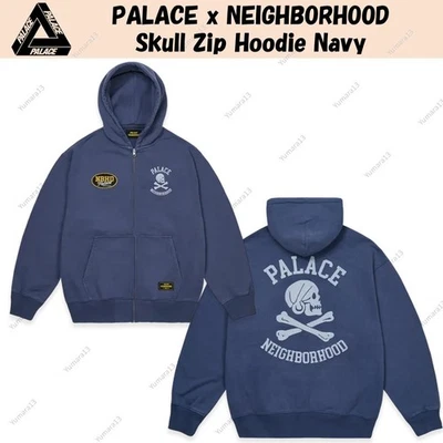 PALACE x NEIGHBORHOOD Skull Zip Hoodie Navy - Image 1 of 3