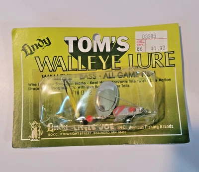 Vintage Lindy Tom's Walleye Lure NEW IN PACKAGE - Image 1 of 2