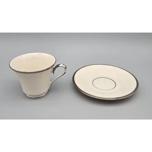 Lenox Solitaire (Ivory) Footed Cup & Saucer Good, Pre-owned Condition - Picture 1 of 8