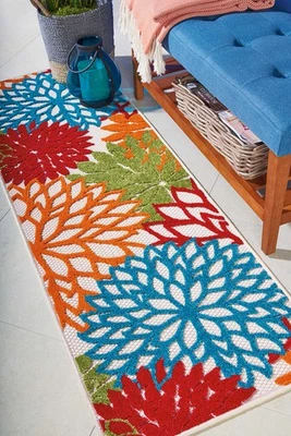 Alfombra Home Aloha Interior/Exterior Verde 2' x 6', Tropical, Botánica, Fácil C... Foto 1 de 4